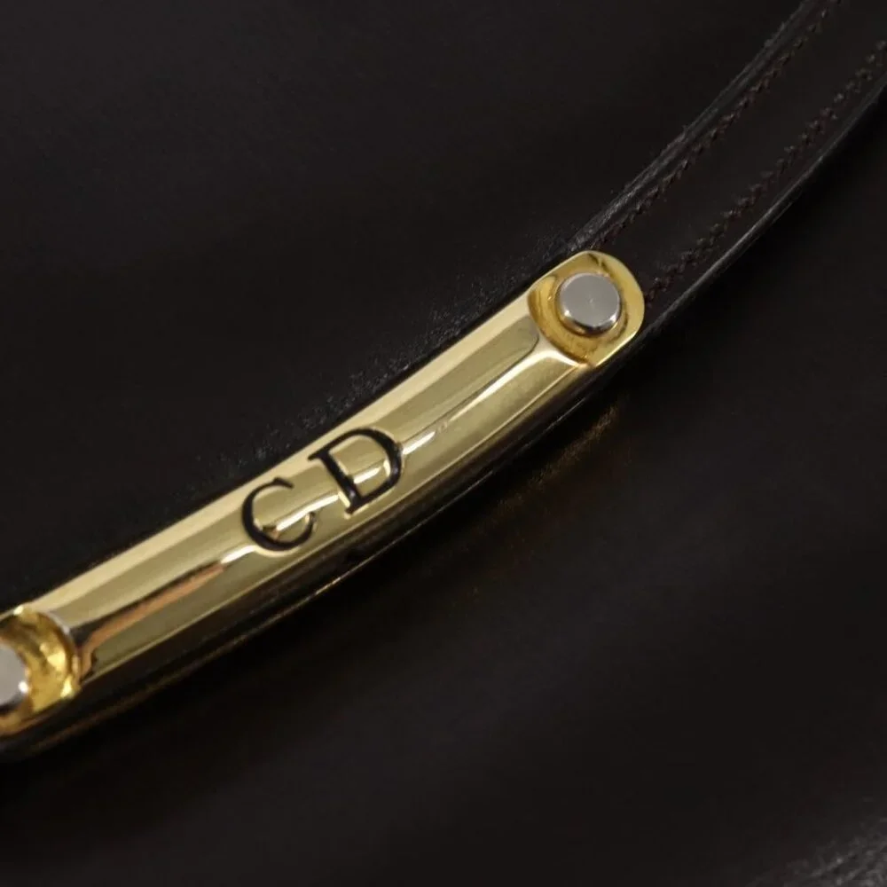 Authentic Christian Dior Shoulder Bag Leather Brown Gold - Picture 6 of 16